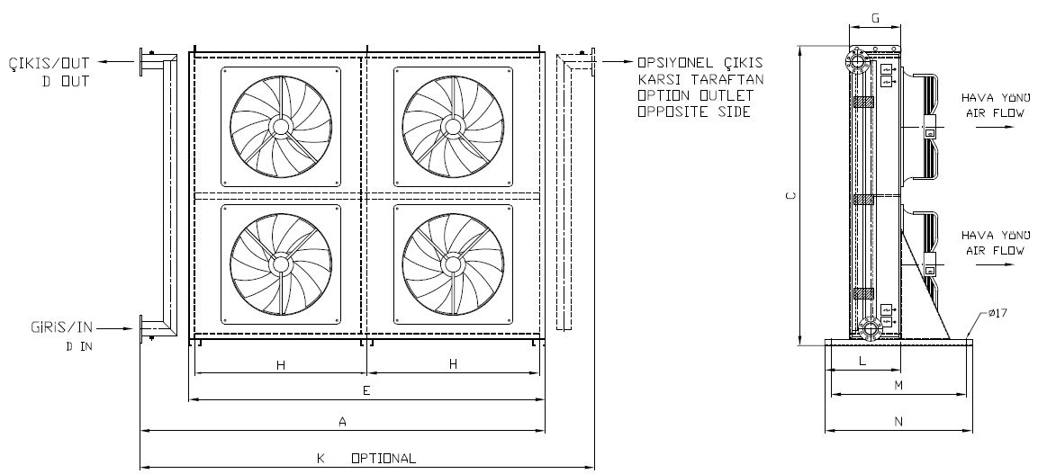 BC/BD-2X250BB1-B03 dimension drawing