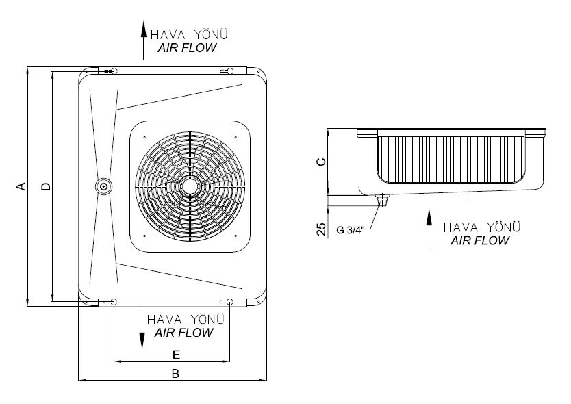 ED-P-A-125AC4-B24 dimension drawing