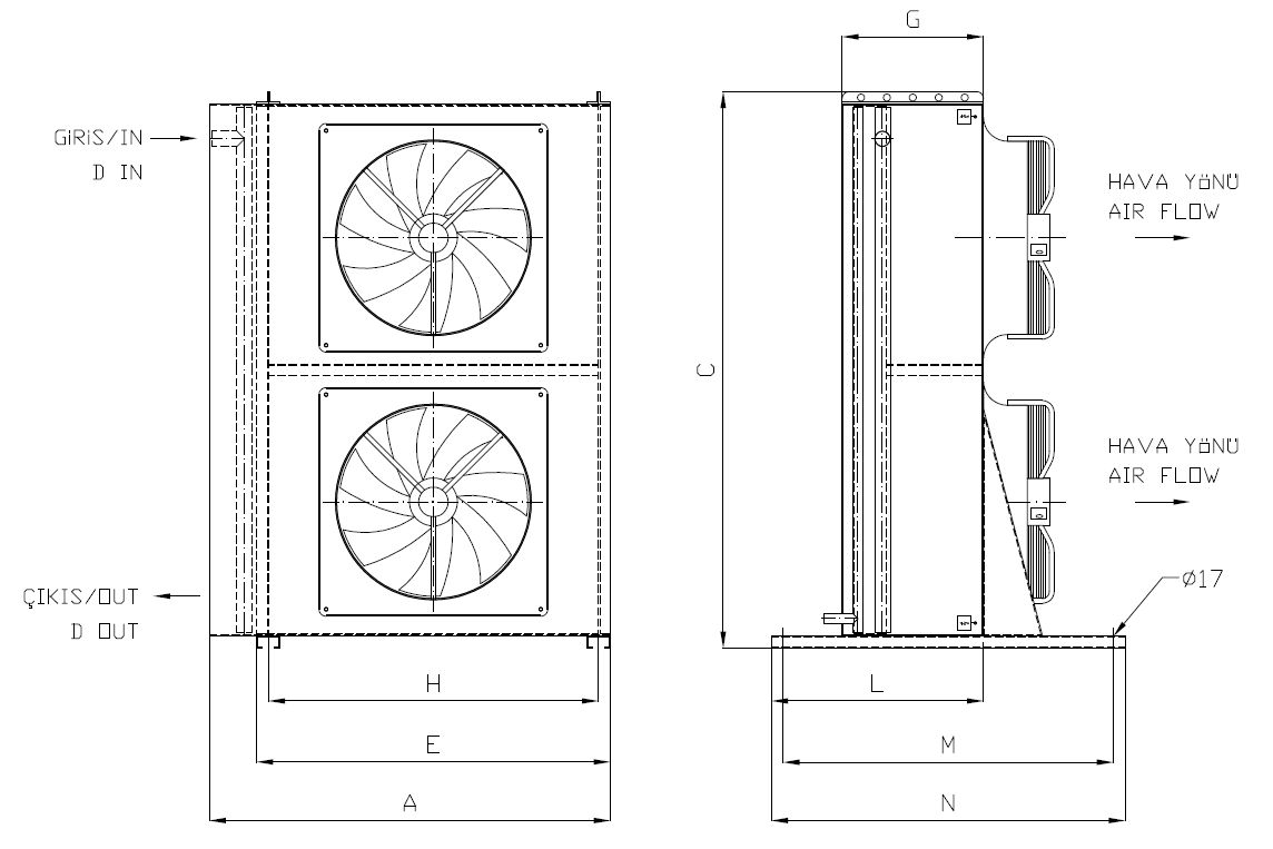 KA/KB-2x150AB5-B02 dimension drawing