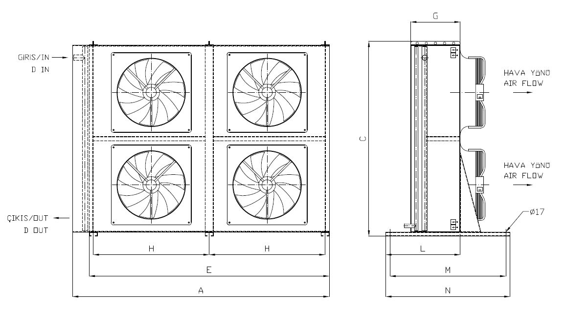 KA/KB-2x250AB5-B02 dimension drawing