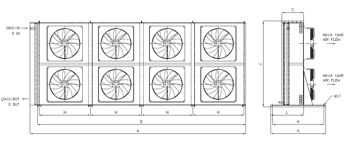 KA/KB-2x450AB5-B02 dimension drawing