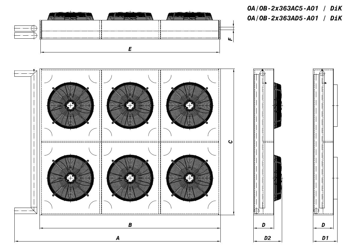 OA/OB-2X363AC5-A01 dimension drawing